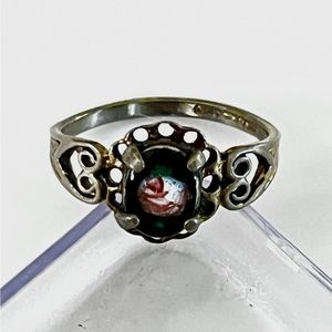 BOGO > Charming Vintage Murano Glass Stone Sterling Silver Ring